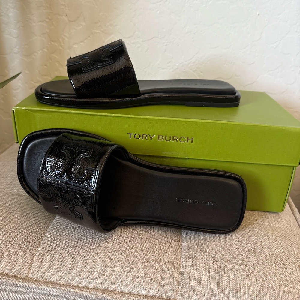 NWT Tory Burch Double-T Genuine Leather Sport Slide Sandal $200msrp - Picture 4 of 10